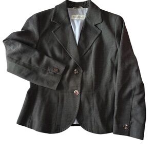 MaxMara Women's M 100% Virgin Wool Blazer made in Italy Black White Polka Dot